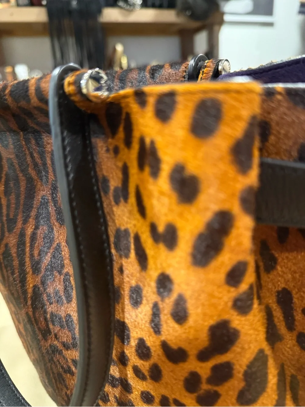RARE NWOT Tod’s Leopard Calf Hair Tote Bag Italy